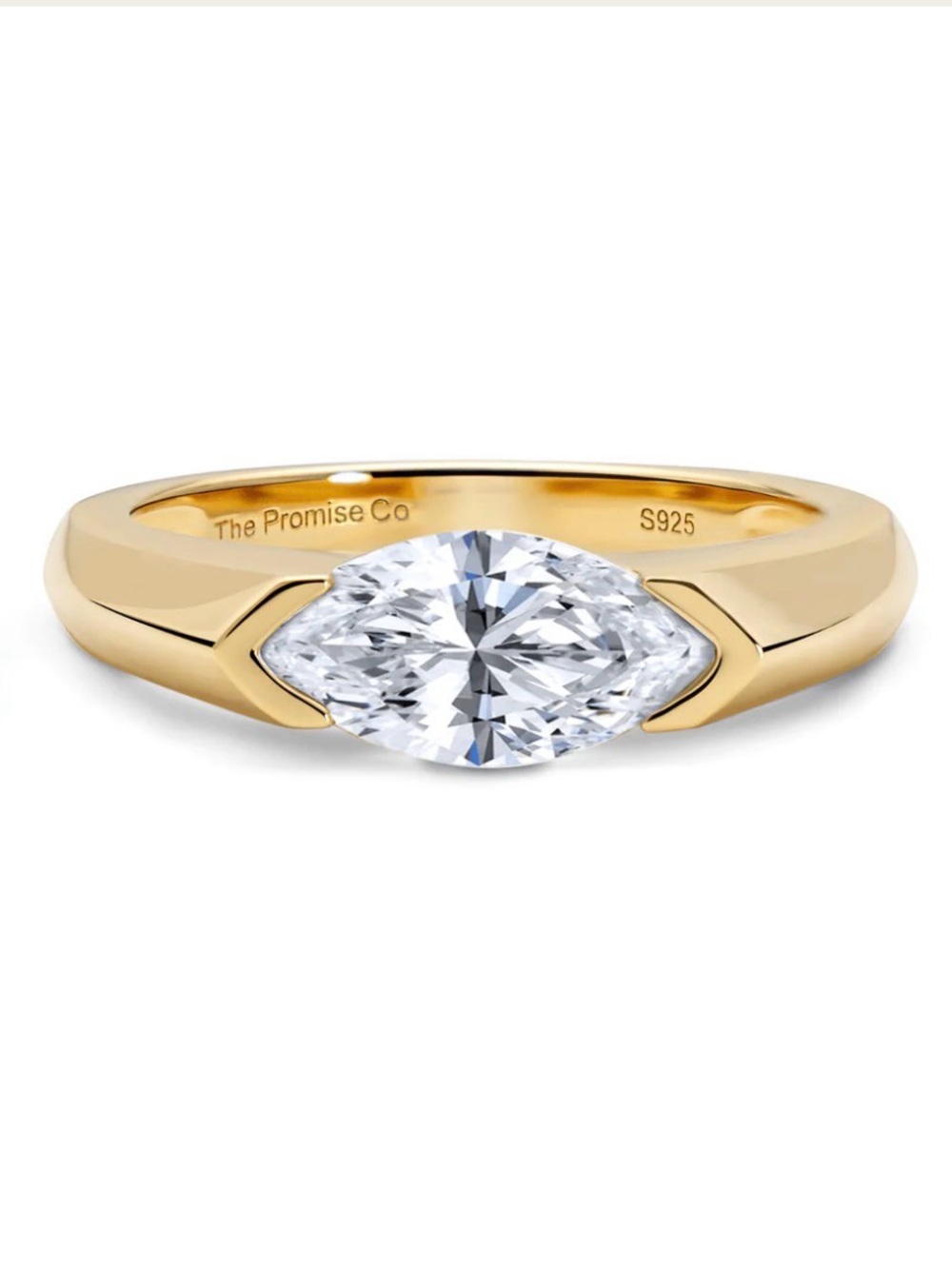 18k Gold Plated Marquise-Cut CZ Pinky Promise Ring. New.